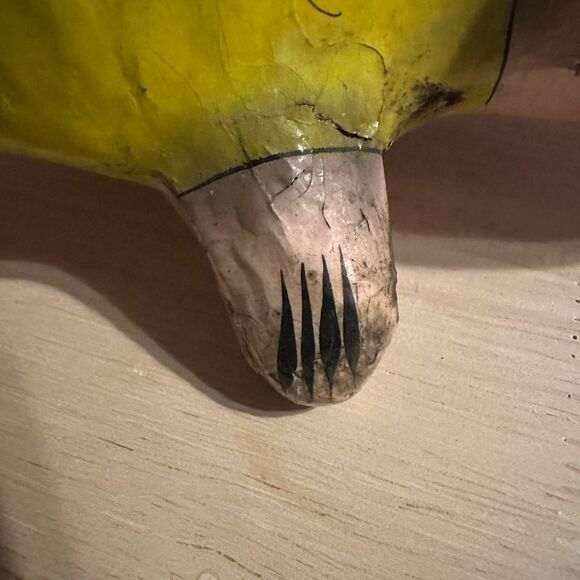 Vintage paper mache folk art turtle with floral accents. Signed. Unique decor - Picture 13 of 16